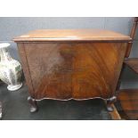 Walnut coal scuttle with hinged lid