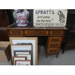 Victorian twin pedestal desk with Rexine surface