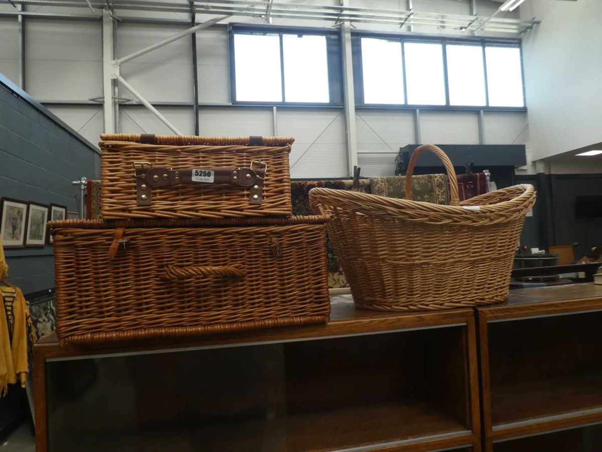 Four wicker baskets