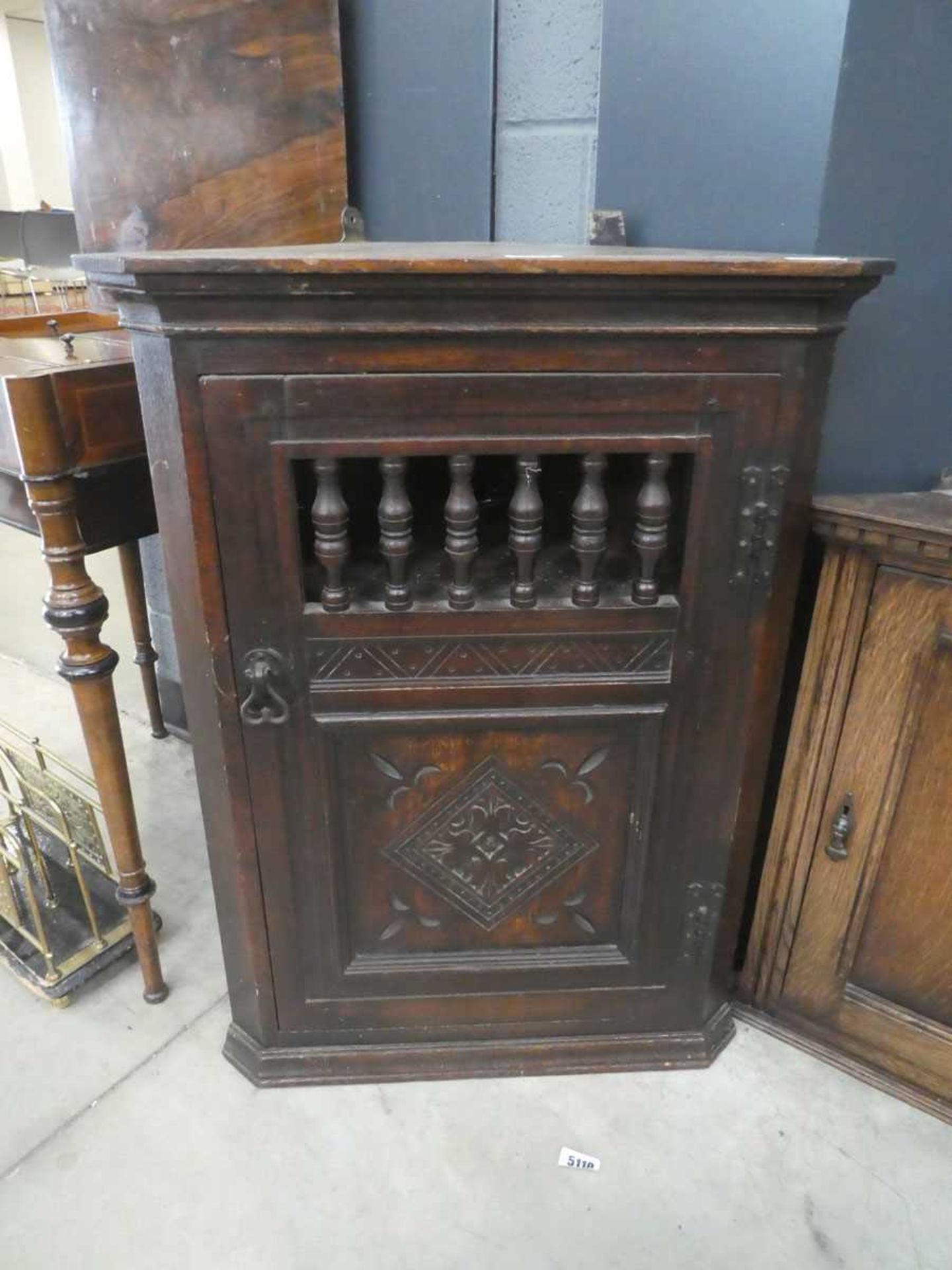 Oak single door hanging cupboard