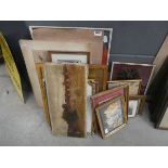 Quantity of paintings and engravings to include portrait of a gentleman, the horse race, woodland