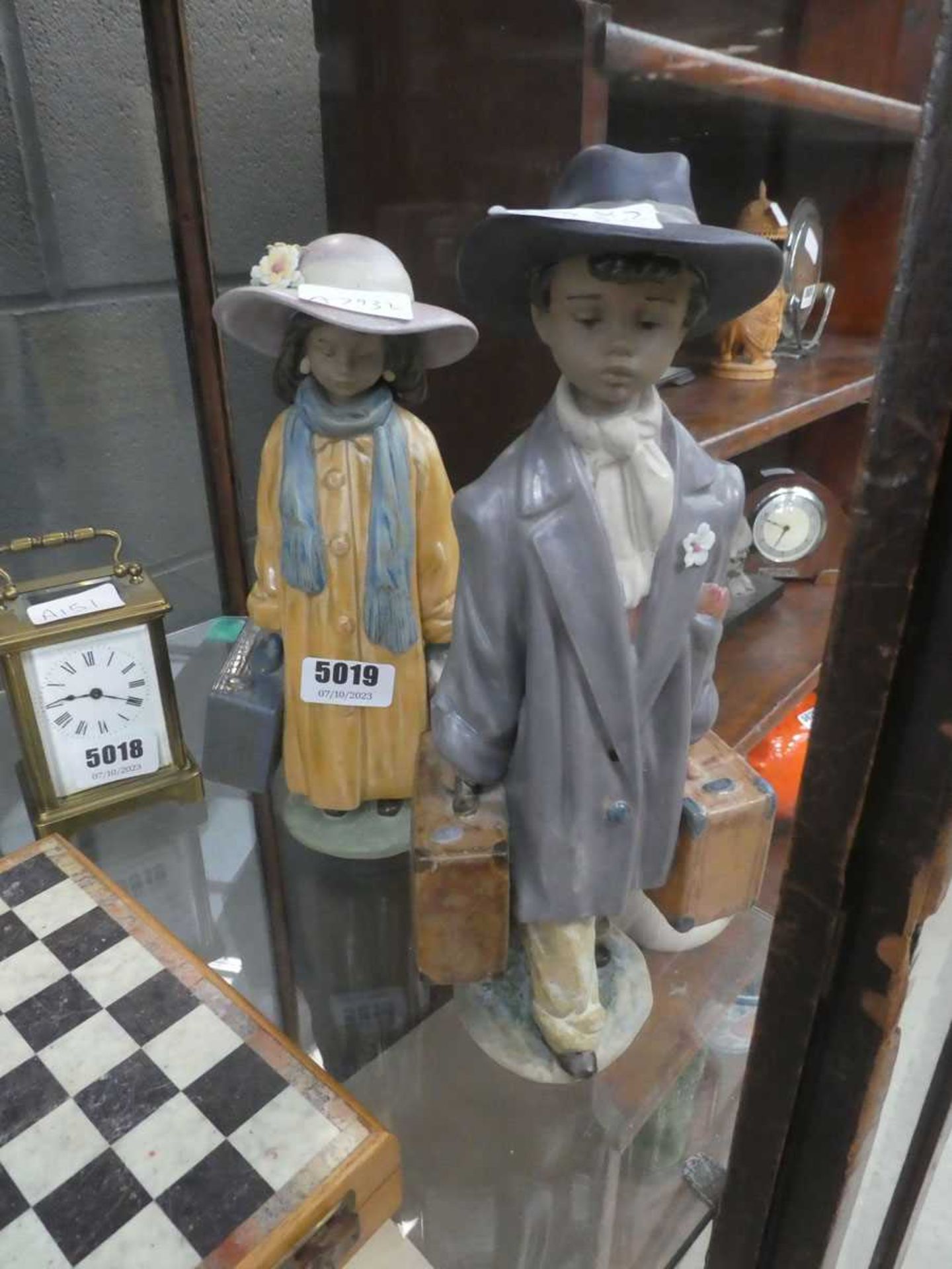 2 x Lladro figures - children with travelling cases