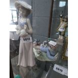 2 x Lladro figures - children with dogs