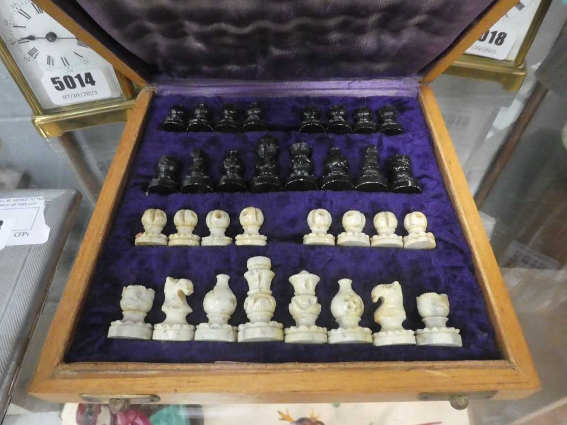 +VAT Chess board with soapstone pieces - Image 2 of 2