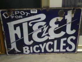 Enamelled Fleet Bicycles double sided advertising sign