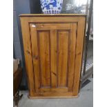 Pine single door corner cupboard