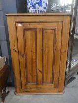 Pine single door corner cupboard