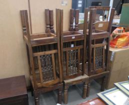 Six metal and Jali dining chairs