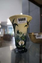 Bulrush and lotus patterned Moorcroft vase
