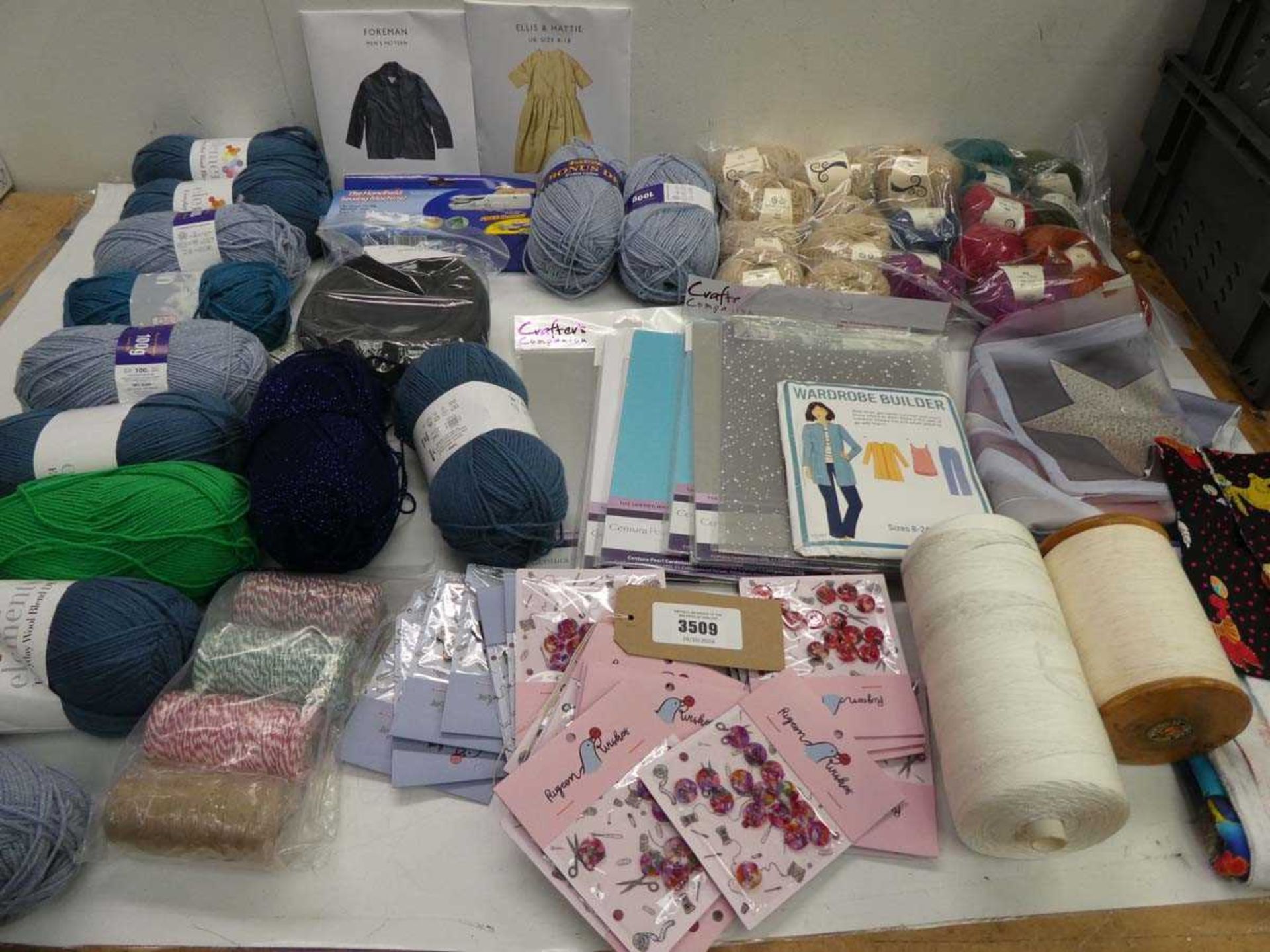 +VAT Wool, patterns, zips, cord, cotton, buttons, craft paper etc