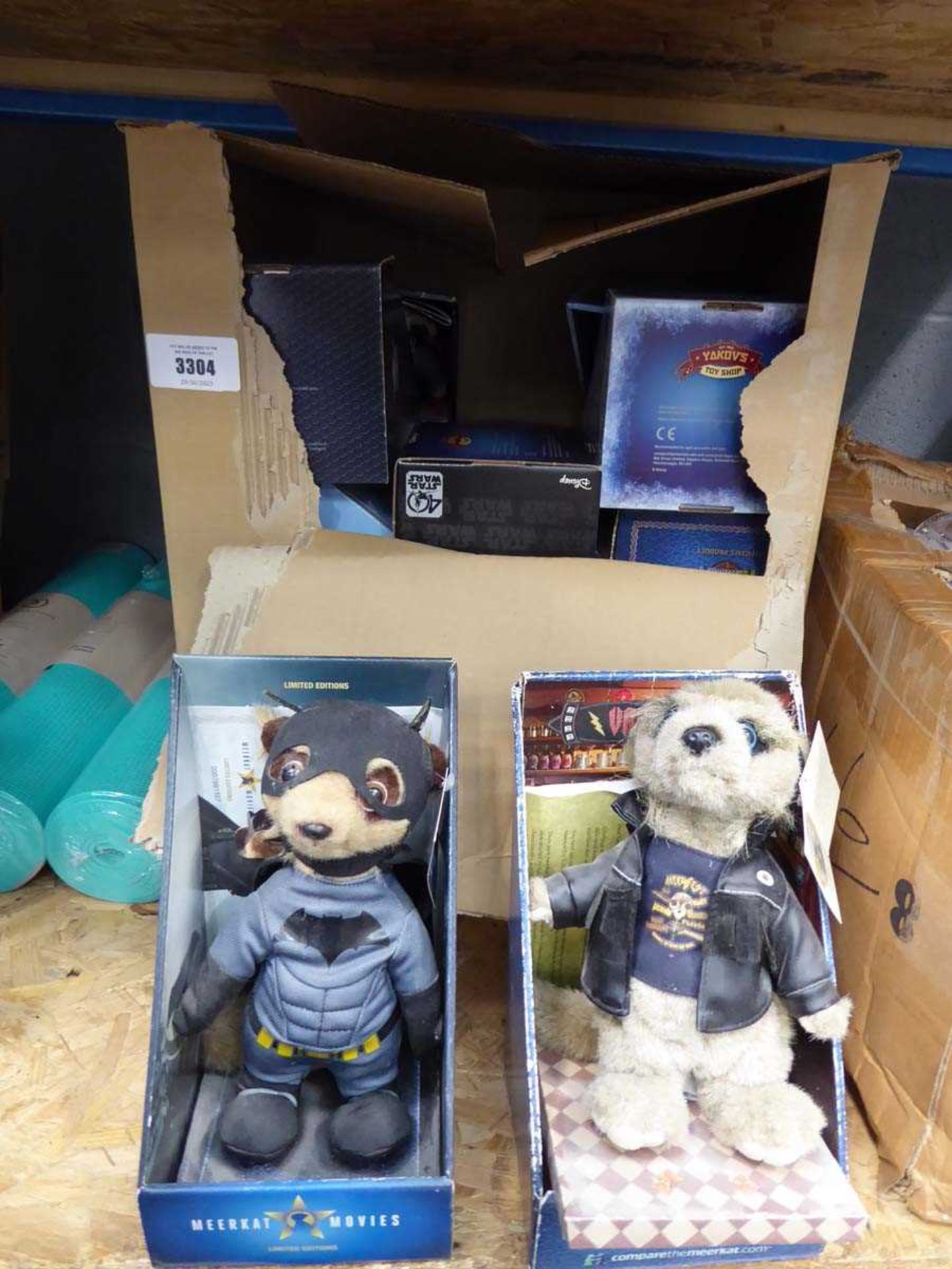 Box containing quantity of meerkat toys