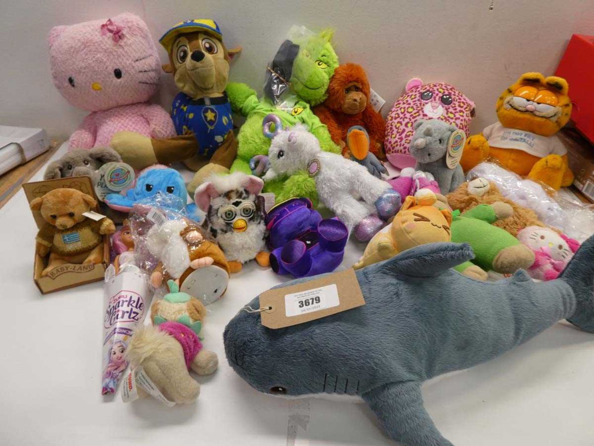 +VAT Selection of soft cuddly toys including TY, Paw Patrol, Furby etc