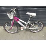 Small pink and silver child's bike