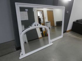 Large rectangular bevelled mirror in white painted frame
