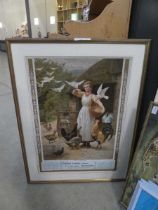 William Cannon butcher of Basingstoke framed picture of young lady in farm yard