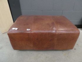 Large brown leather pouffe