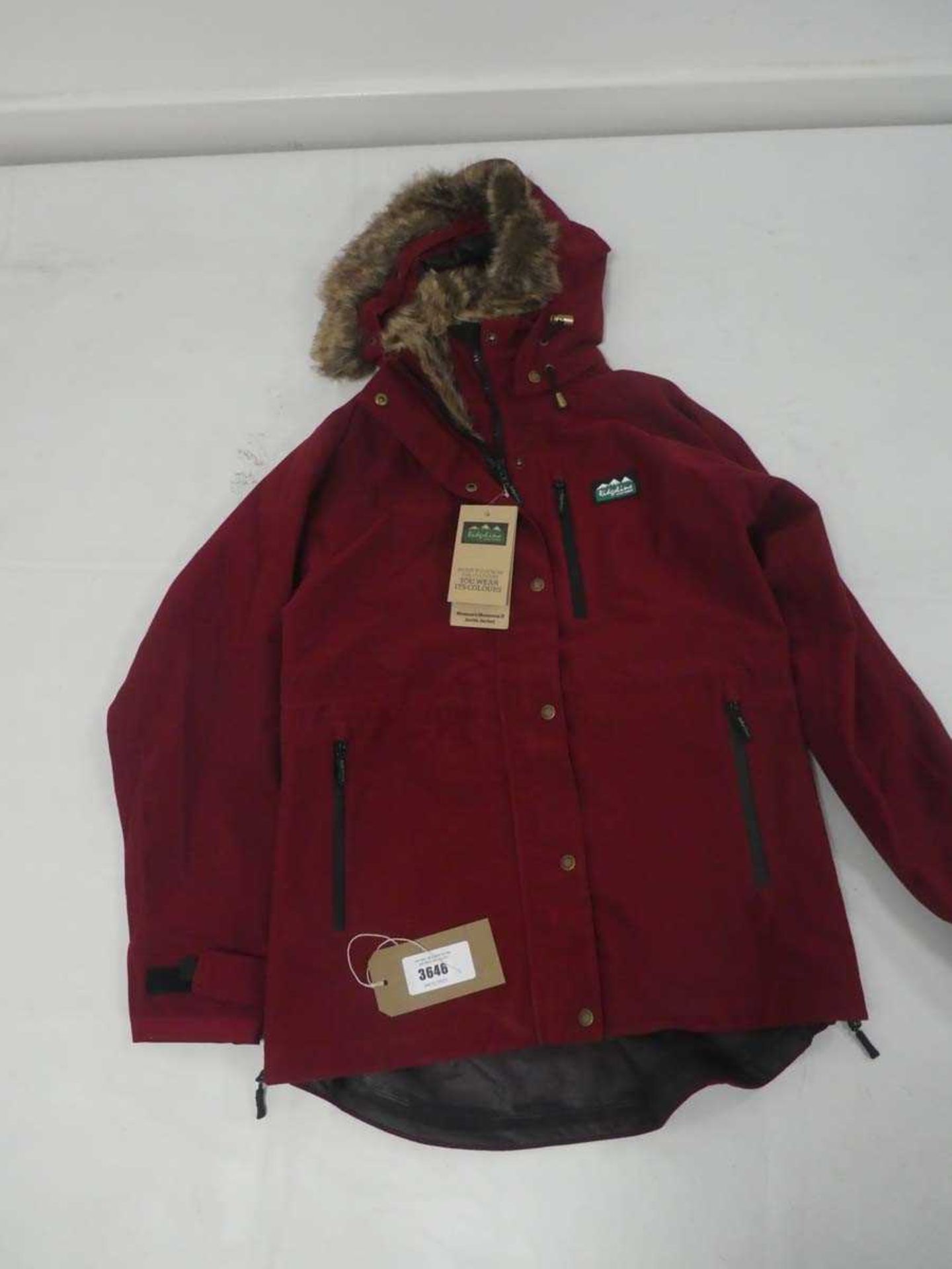 +VAT Ridgeline monsoon II arctic jacket in rhubarb size large (hanging)