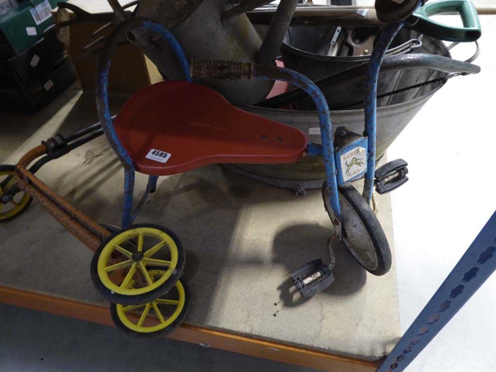 Vintage child's trike and scooter