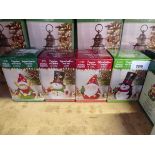 +VAT 4 piece battery operated LED Christmas figurine set, comprising Santa, snowman, teddy bear