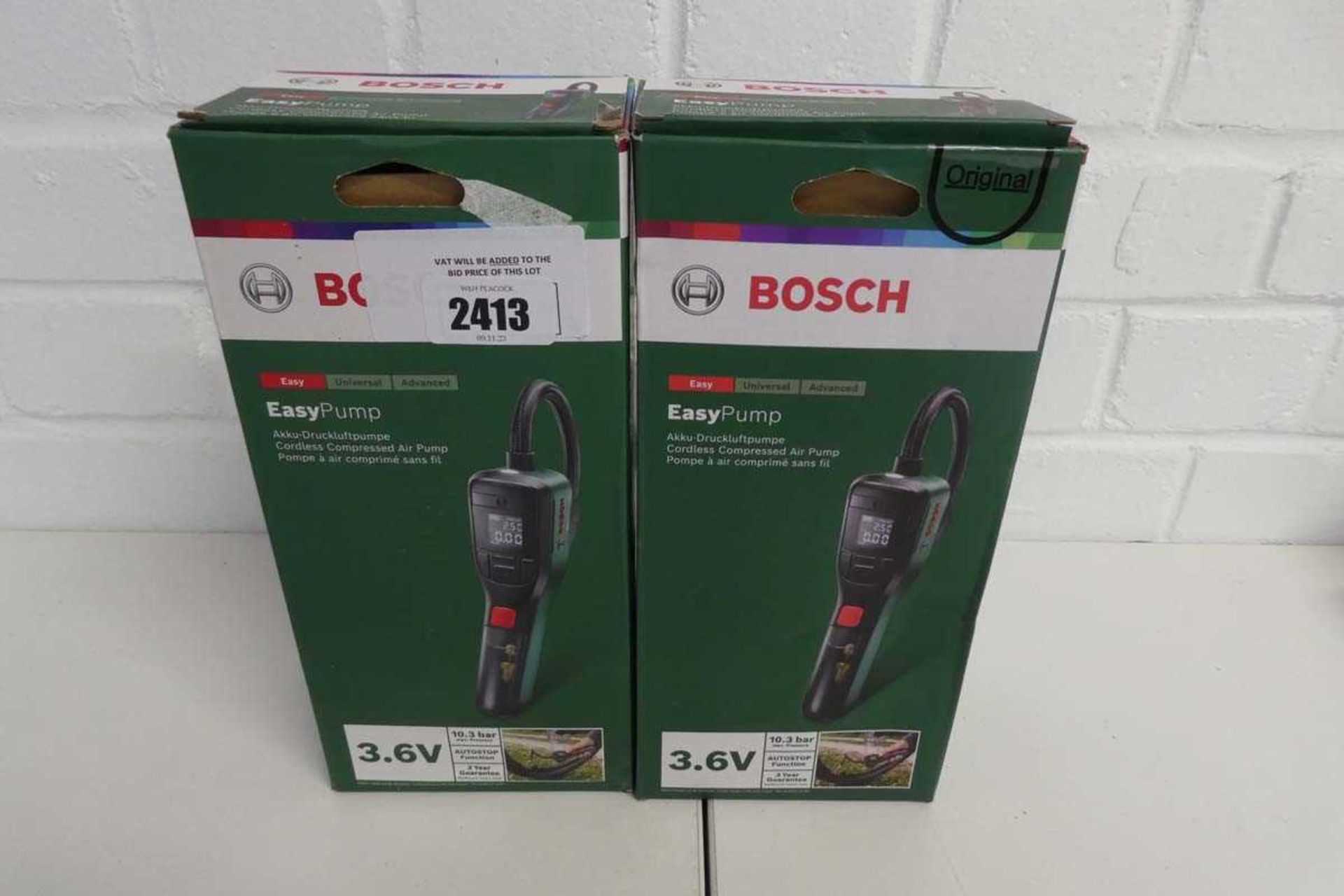 +VAT 2 boxed Bosch cordless compressed air pumps (3.6V)