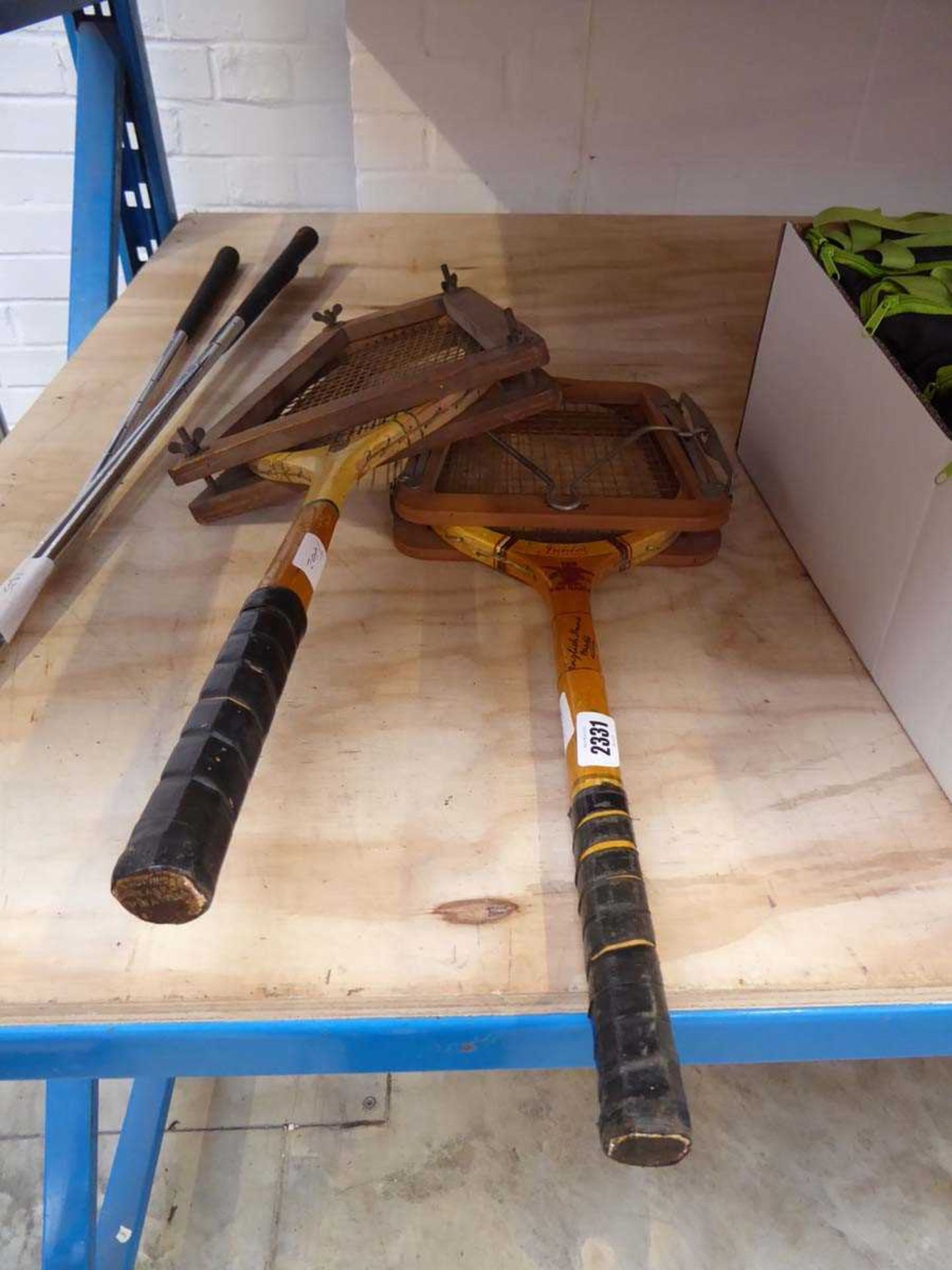 Pair of wooden vintage tennis rackets