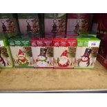+VAT 4 piece battery operated LED Christmas figurine set, comprising Santa, snowman, teddy bear