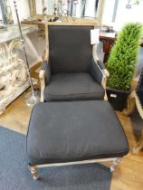 +VAT Le Manoir armchair in black with matching footstool