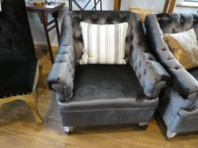 +VAT Chester armchair in button back graphite colour material