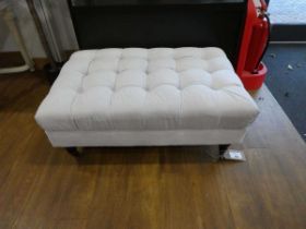 +VAT Low rectangular foot stool in white buttoned material