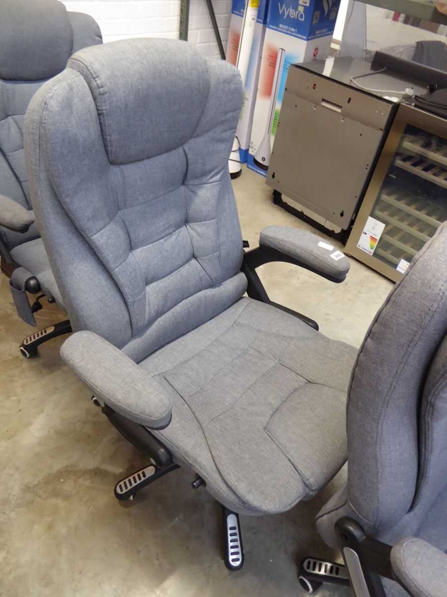 Grey cloth office armchair on 5 star base