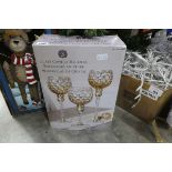 Boxed 3 piece glass candle holder set