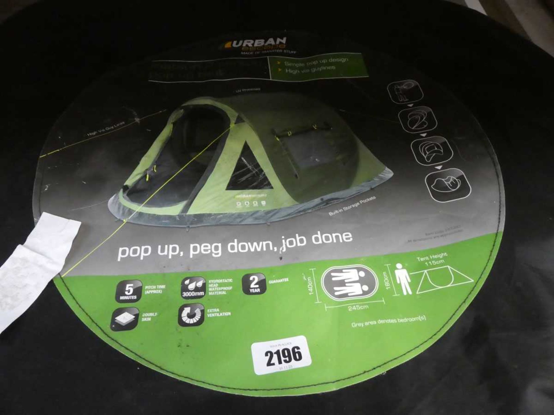 Urban escape pop-up 2 person tent, together with 3 camping chairs - Image 2 of 2