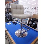 +VAT Coffee coloured chrome and leatherette adjustable bar stool