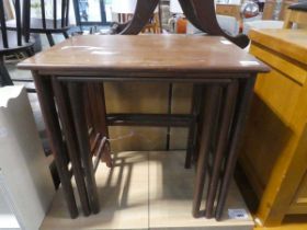 Dark stained teak nest of 3 coffee tables