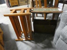 2 various magazine racks, one antique style and one mid century style