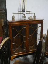 Yew bookcase with glazed doors