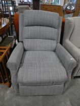 +VAT Modern reclining easy chair upholstered in a grey checked fabric