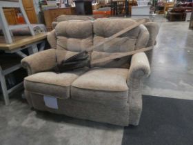 Brown upholstered G-Plan lounge suite comprising a 2 seater sofa and 2 matching armchairs