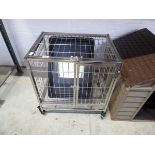 Stainless steel folded 4 wheeled dog crate