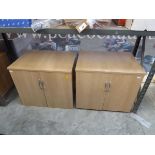 Pair of light wood effect 2 door stationery cabinets