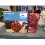 +VAT Boxed LED light up rattan ball together with a box set of 40 static red LED lights