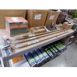 3 Moulton Mill long handled stainless steel 3 edged garden hose, together with a set of 5 Moulton