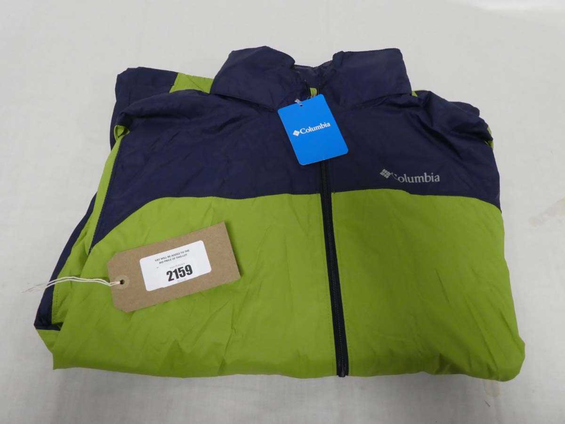 +VAT Columbia rain jacket in green and navy, size large