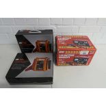 +VAT Boxed Maypole 12A battery charger together with 2 RAC 400amp rechargeable jump starters