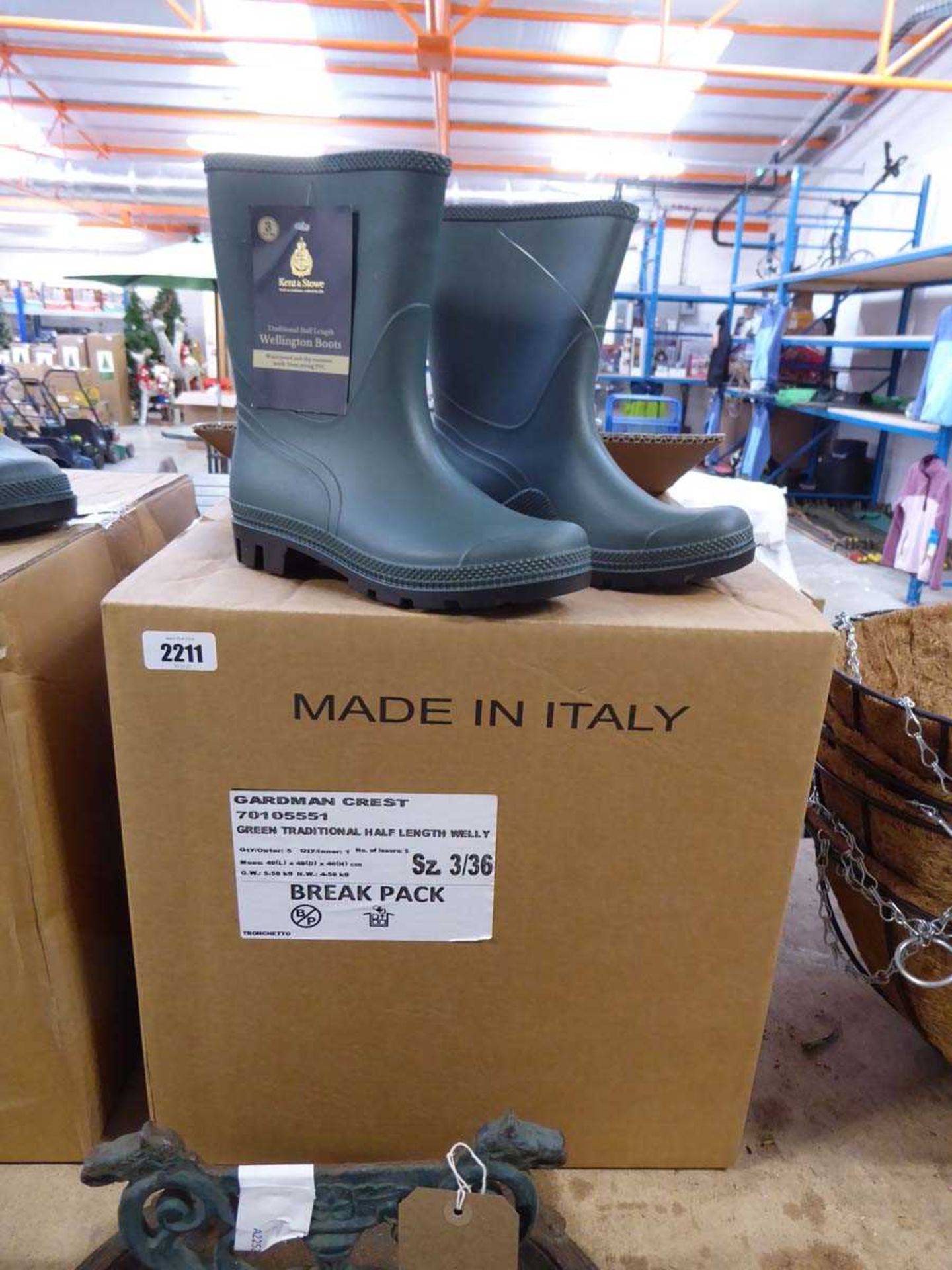 5 pairs of Kent & Stowe traditional half length wellington boots, size uk 3