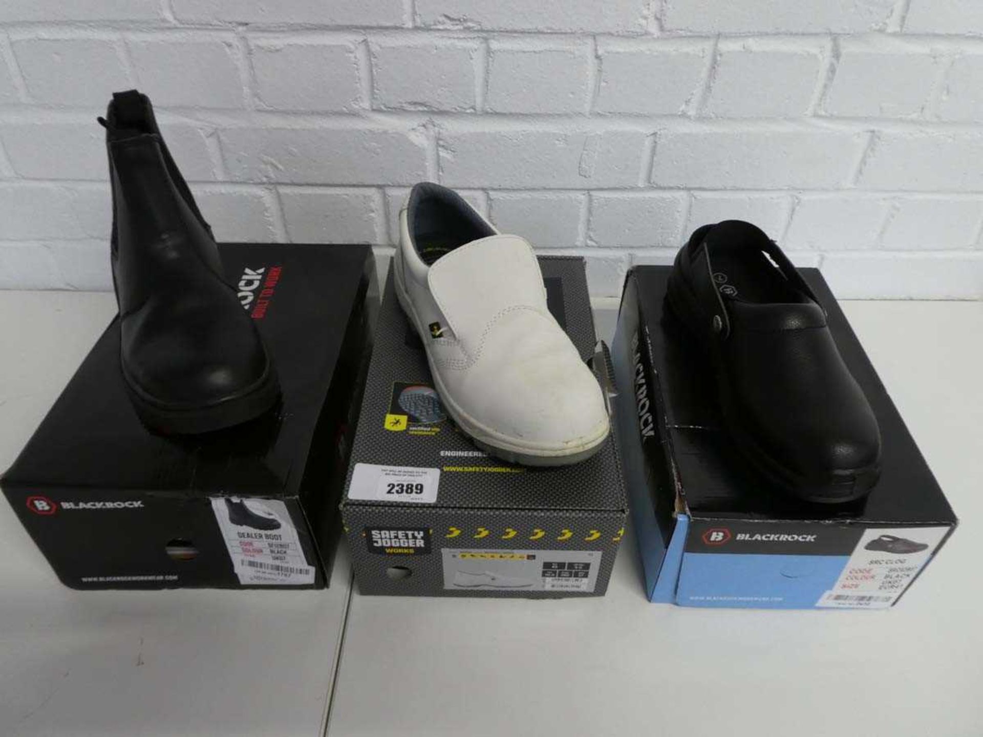 +VAT 3 pairs of ladies safety work trainers and boots to include a pair of UK 7 black dealer
