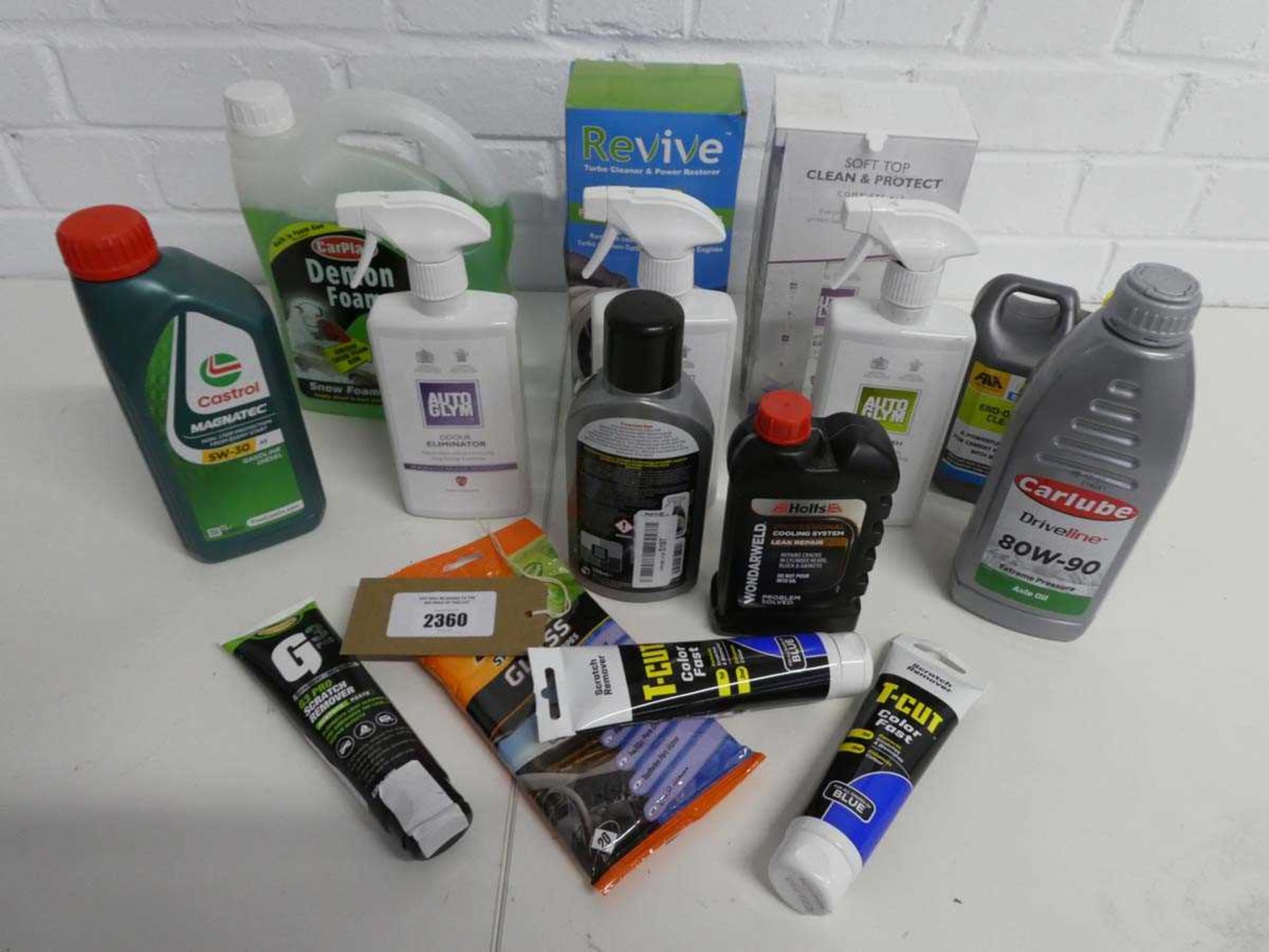 +VAT Assortment of mixed car cleaning and repair solutions to include castrol magnatec autoglym