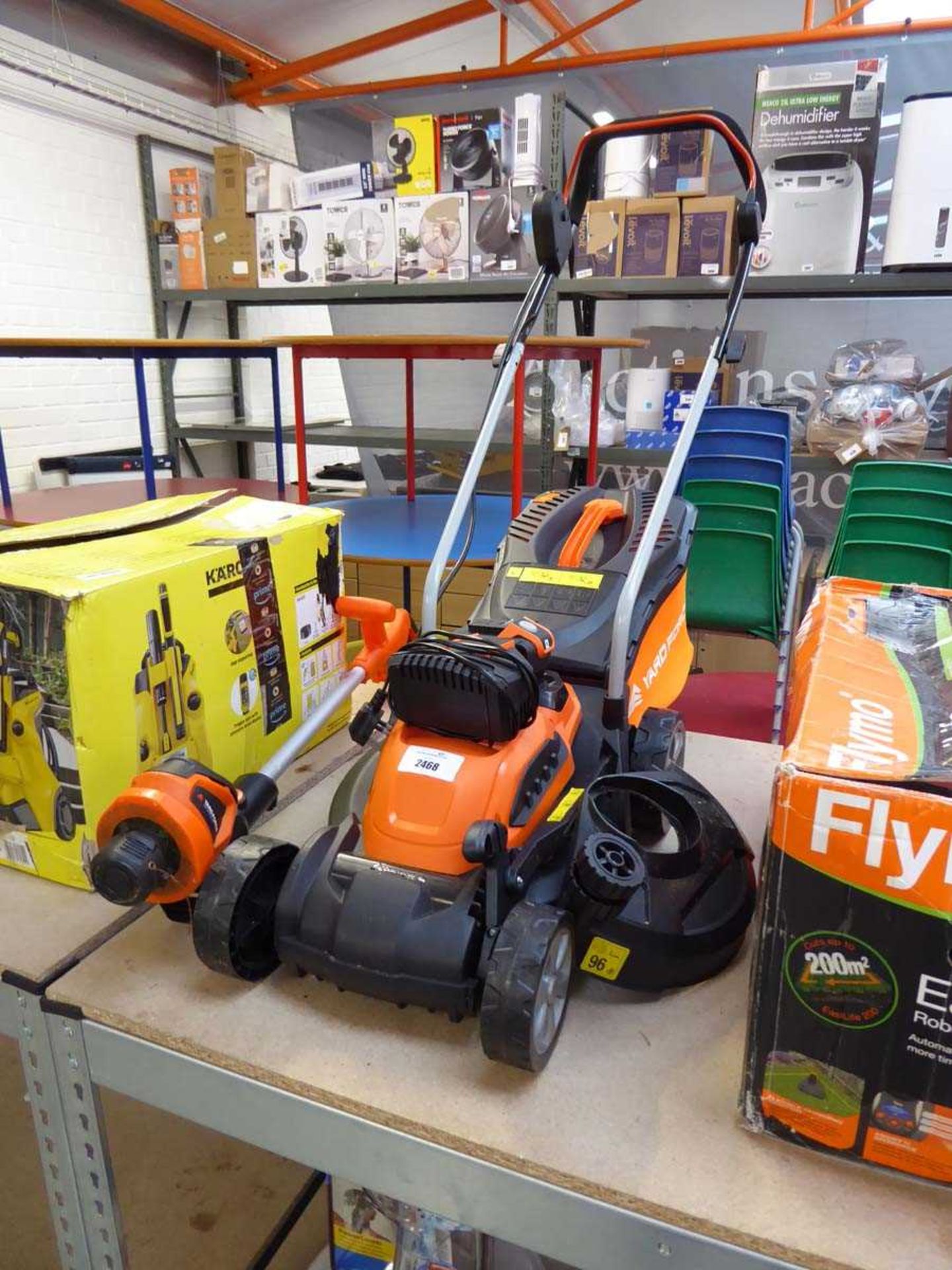 +VAT Yard force cordless lawnmower with matching cordless strimmer, 1 battery and charger