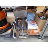 Quantity of mixed tooling to include an aluminum step ladder, sledge hammer, saws, wallpaper