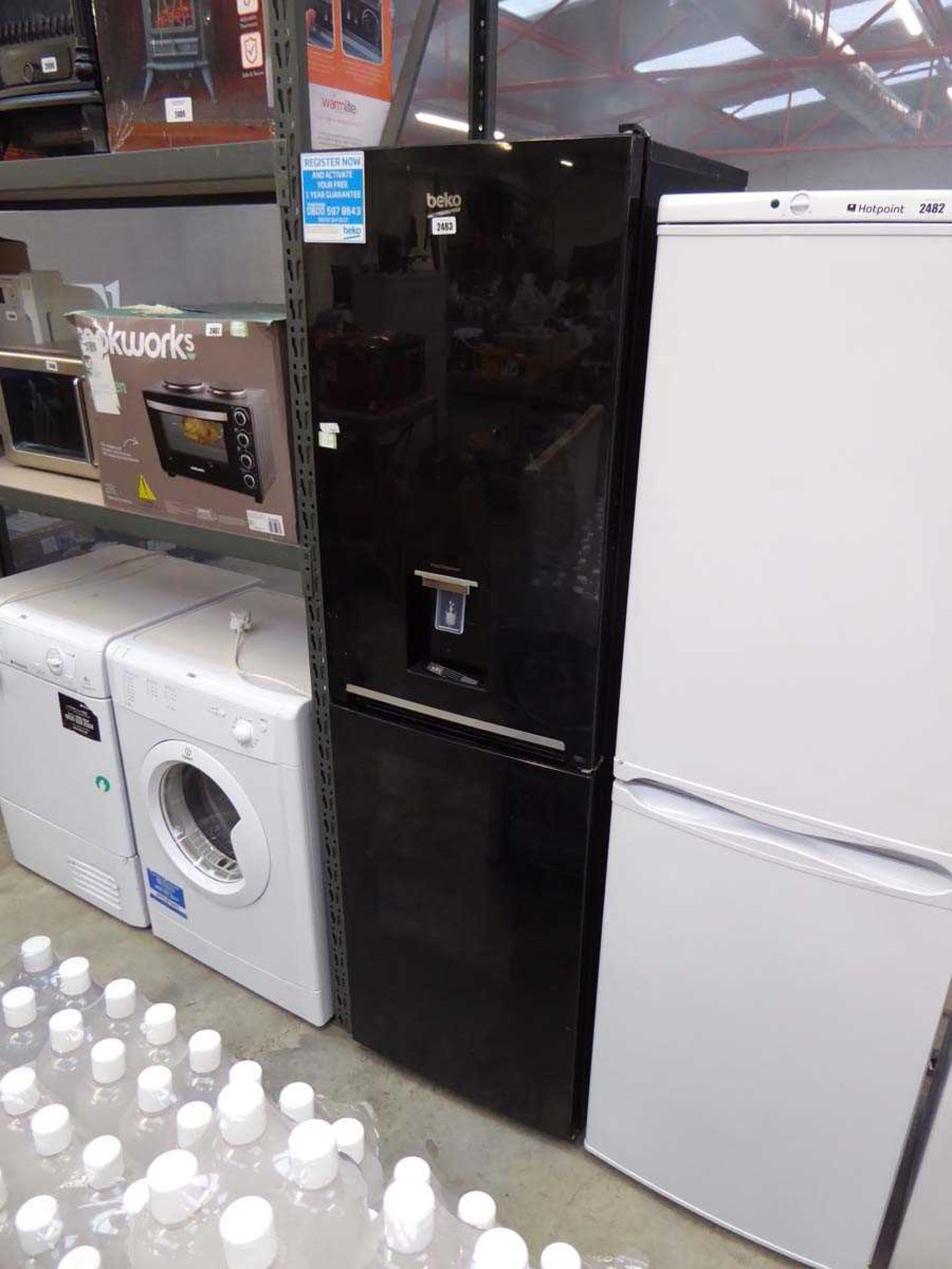 Beko fridge freezer in black with built in water dispenser